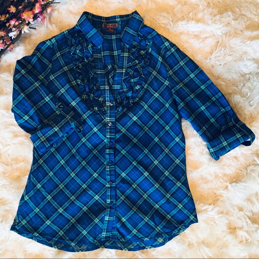 dmbm Button Down Ruffle Shirt - Picture 1 of 6